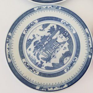 Vintage Blue Pagoda Scene Luncheon Plates Set of 2